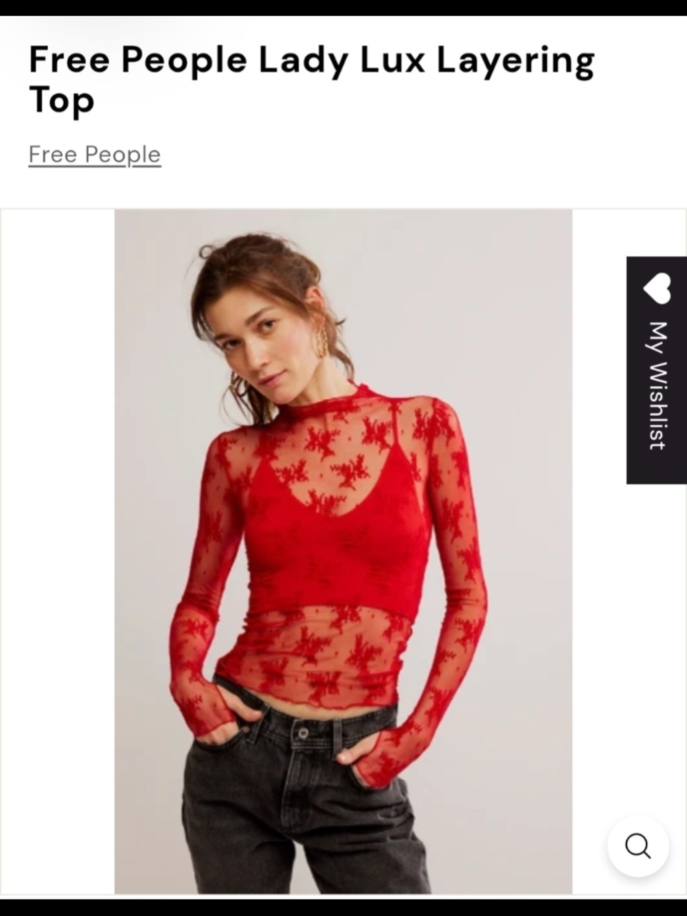 Free People Red Lady Lux Layering Top